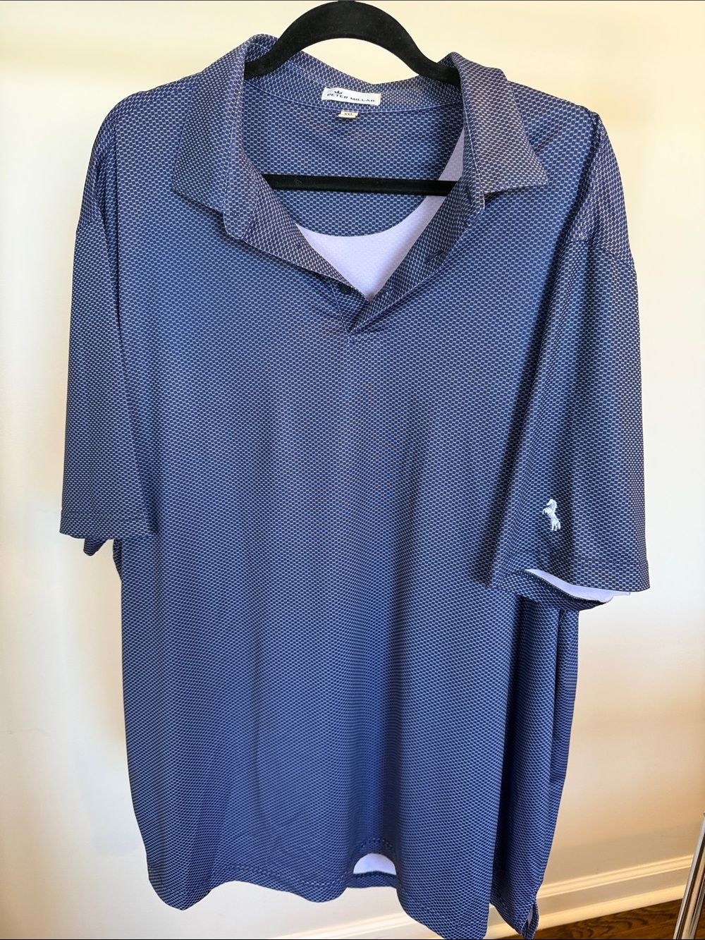 Peter Millar Blue Micro-Print Polo